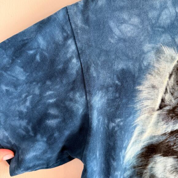 The Mountain 2005 Wolf T Shirt Vintage Blue Tie Dye Sz Medium Timber Nature Y2K - Picture 5 of 8